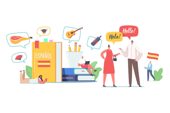 Characters Learning Spanish Graphics