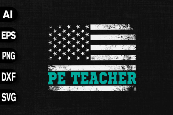 PE Physical Education Teacher USA Flag Graphics for Local Branding