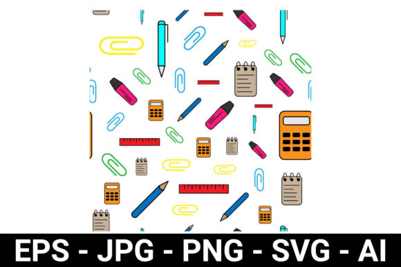 Stationery Seamless Pattern: Graphics & Patterns for Handmade Brands